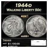 1944-d Walking Liberty Half Dollar 50c ms66+ SEGS