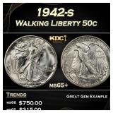 1942-s Walking Liberty Half Dollar 50c Grades ms65