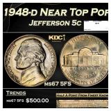 1948-d Jefferson Nickel Near Top Pop 5c ms67 5FS S