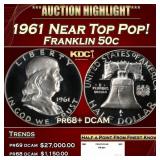 1961 Proof Franklin Half Dollar Near Top Pop! 50c