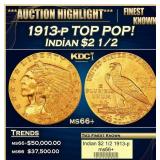 1913-p Gold Indian Quarter Eagle TOP POP! $2 1/2 m