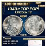 1943-p Lincoln Cent TOP POP! 1c ms68+ SEGS
