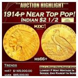 1914-p Gold Indian Quarter Eagle Near Top Pop! $2