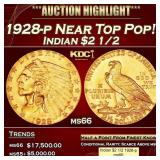 1928-p Gold Indian Quarter Eagle Near Top Pop! $2
