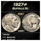 1927-p Buffalo Nickel 5c Grades ms65+