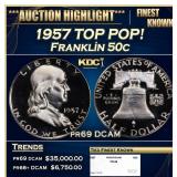 1957 Proof Franklin Half Dollar TOP POP! 50c pr69