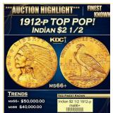 1912-p Gold Indian Quarter Eagle TOP POP! $2 1/2 m
