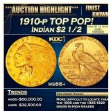 1910-p Gold Indian Quarter Eagle TOP POP! $2 1/2 m