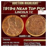 1919-s Lincoln Cent Near Top Pop 1c ms65+ rb SEGS