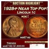 1928-p Lincoln Cent Near Top Pop! 1c ms67 rd SEGS