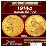 1914-d Gold Indian Quarter Eagle $2 1/2 ms65 SEGS