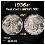 1936-p Walking Liberty Half Dollar 50c Grades ms66