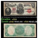 1907 $5 Large Size Legal Tender Note "WoodChopper"