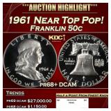 1961 Proof Franklin Half Dollar Near Top Pop! 50c