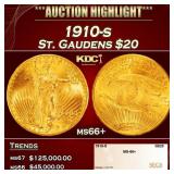 1910-s Gold St. Gaudens Double Eagle $20 ms66+ SEG