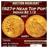 1927-p Gold Indian Quarter Eagle Near Top Pop! $2