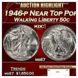 1946-p Walking Liberty Half Dollar Near Top Pop 50