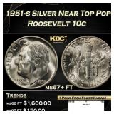 1951-s Roosevelt Dime Silver Near Top Pop! 10c ms6