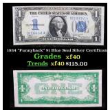1934 $1 Blue Seal Silver Certificate "Funnyback" G
