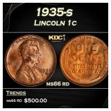 1935-s Lincoln Cent 1c Grades ms66 rd