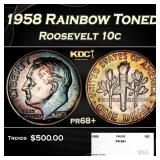 1958 Proof Roosevelt Dime Rainbow Toned 10c pr68+