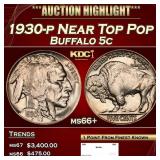 1930-p Buffalo Nickel Near Top Pop 5c ms66+ SEGS