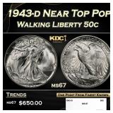 1943-d Walking Liberty Half Dollar Near Top Pop 50