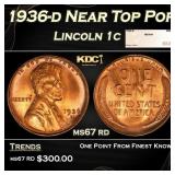 1936-d Lincoln Cent Near Top Pop 1c ms67 rd SEGS