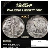 1945-p Walking Liberty Half Dollar 50c ms66+ SEGS