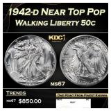 1942-d Walking Liberty Half Dollar Near Top Pop 50