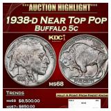 1938-d Buffalo Nickel Near Top Pop 5c ms68 SEGS