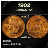 1902 Indian Cent . 1c Grades ms64 rd