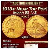 1913-p Gold Indian Quarter Eagle Near Top Pop! $2