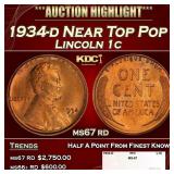 1934-d Lincoln Cent Near Top Pop 1c ms67 rd SEGS