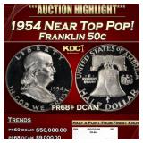 1954 Proof Franklin Half Dollar Near Top Pop! 50c