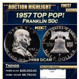 1957 Proof Franklin Half Dollar TOP POP! 50c pr69