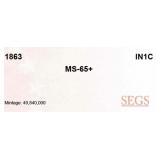 1863 Indian Cent 1c ms65+ SEGS