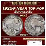 1925-p Buffalo Nickel Near Top Pop 5c ms66+ SEGS