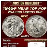 1946-p Walking Liberty Half Dollar Near Top Pop 50