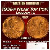 1932-p Lincoln Cent Near Top Pop! 1c ms67 rd SEGS