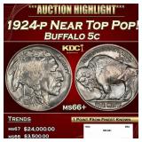 1924-p Buffalo Nickel Near Top Pop! 5c ms66+ SEGS