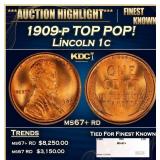 1909-p Lincoln Cent TOP POP! 1c ms67+ rd SEGS