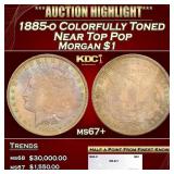 1885-o Morgan Dollar Colorfully Toned Near Top Pop