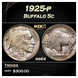 1925-p Buffalo Nickel 5c Grades ms64