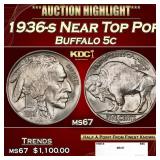 1936-s Buffalo Nickel Near Top Pop 5c ms67 SEGS