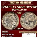 1913-p Ty I Buffalo Nickel Near Top Pop! 5c ms67+