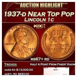 1937-d Lincoln Cent Near Top Pop 1c ms67+ rd SEGS