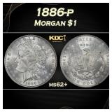 1886-p Morgan Dollar $1 Grades ms62+
