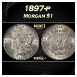 1897-p Morgan Dollar $1 Grades ms62+