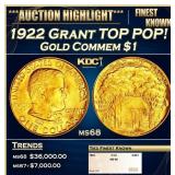 1922 Grant Gold Commem Dollar TOP POP! 1 ms68 SEGS